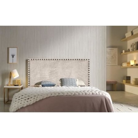 Lily sengegavl i beige stof 90