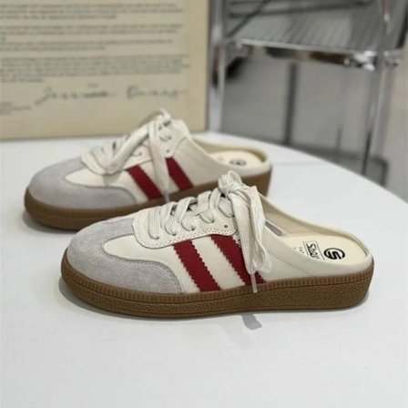 Dam Mules Skor Sport Rund tå Platt Damskor Sneakers Träskor Plattform Sommar Slip on Creeper Baotou Slides Tofflor