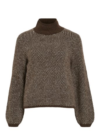 Vilory High Neck L/S Knit Top - Noos Brown Vila