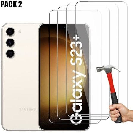 [4 delar] Härdat Glas - E.F.CONNECTION - för Samsung Galaxy S23 Plus - Repänders resistent - Skydd