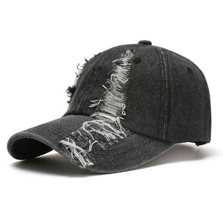 Denim Baseball Caps Distressed Hole Cap SVART