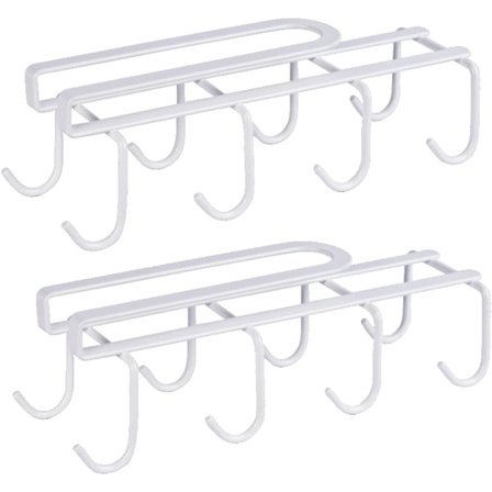 Mugghållare 2 st under shelf mugghållare vit med 8 krokar under-C