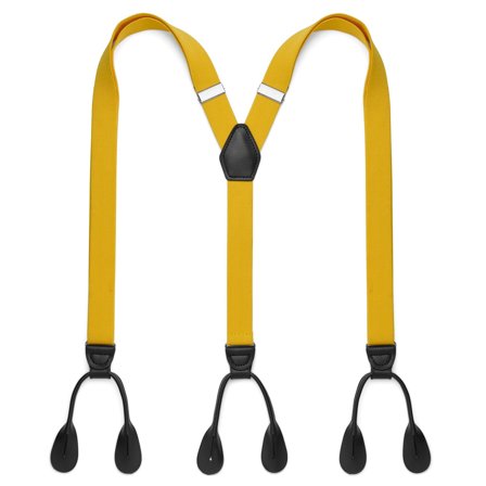 Wąskie złocisto-żółte szelki na guziki dla mężczyzn - Szelki na guziki