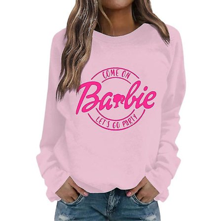 Barbie Dam T-shirt med Långärmad Rundhalsad Casual Sweatshirt Tröja Topp