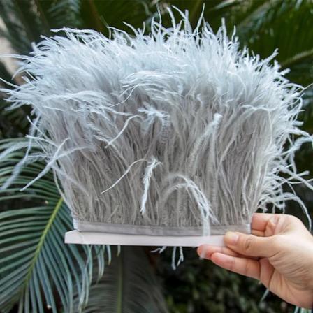 8-10CM Fluffiga Strutsfjädertrim, fransar för klänningar, sömnad, naturliga strutsfjädrar, band, kläddekoration, hantverk, 1/5/10 meter light Grey 1 