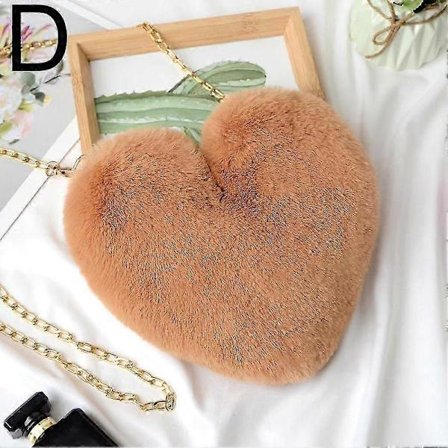 Hjerteformet Skuldertaske Faux Otter Hår Kærlighed Messenger Taske Mode Vintertaske 2025