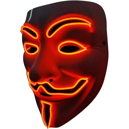 LED Maske V Vendetta Maske EL Wire Lysende til Halloween Kostume Cosplay Fest