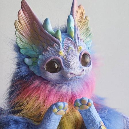 Blå og lilla fantasivæsen flyvende hornet dragefantasi