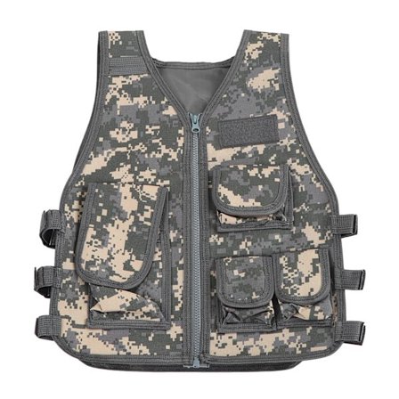 Børneudendørsvest Børn Camouflage Jakke Vest med Lommer til Spil Træning L 48cm / 18.9in