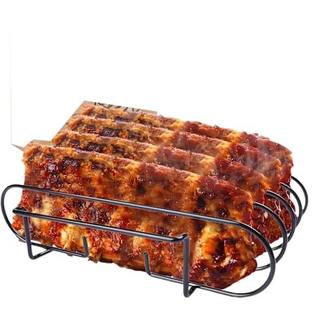 4-lags ribbenstativ til grillning og rygning - pladsbesparende lodret stativ til grill, familiesammenkomster og udendørs madlavning