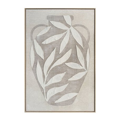 Seinätaide kankaalle kehyksellä, 82.6x122.6 cm, Beige/Valkoinen