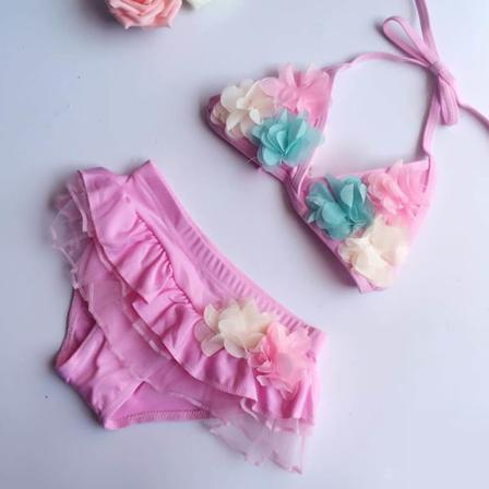 Barnebadedrakt for småbarn Jenters badedrakt 2 deler Baby Bikini Blomster Sommer Strandklær Blomster S 9-12,5 kg