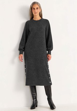 Cellbes of Sweden - Supermyk kjole med knapper Beata i svart / melert for damer i størrelse 46/48