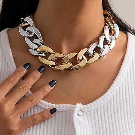 Punk Cuban Link Chain Choker Halsband Guld Lätt Chunky Oval Chain Link Halsband Statement Hip Hop smycken