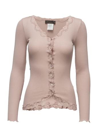 Silk Cardigan Regular Ls W/Rev Vint Pink Rosemunde
