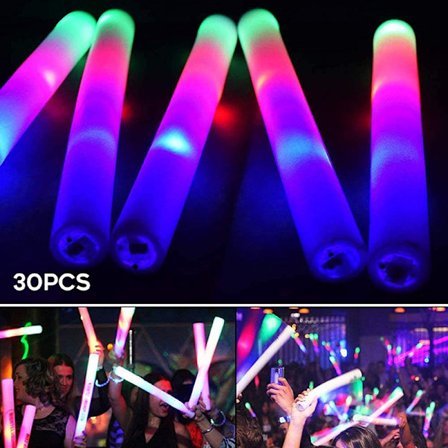 Färgglada LED Foam Stick Portable Blinkande Foam Glow Sticks Kreativa festtillbehör till jul Halloween födelsedag