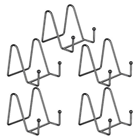 5-pak Metallisk Display Stand Sort Jern Staffeli til Tallerkenstativ Tallerkenholder Display Stand til Billede_ry