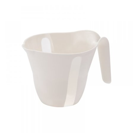 Keittiön kahvalla varustettu kaksinkertaisesti kaiverrettu mittakuppi, jonka tilavuus on 1000 ml nestettä tai 500 g jauhoja (valkoinen)