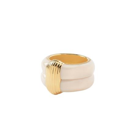 Aurélie Bidermann Katt Ring in White Bakelite vit, Dam Ringar, Dam, Storlek: 56 MM