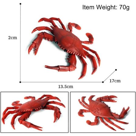2 stk realistiske krabbe marine dyrmodellleker, simulert havliv