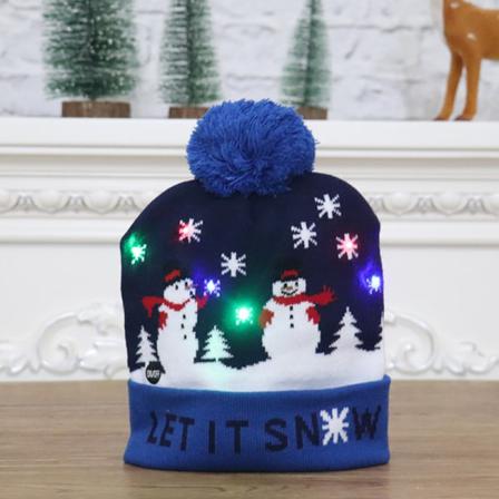 Julmössa Cap Julklapp Stickad Mössa Led