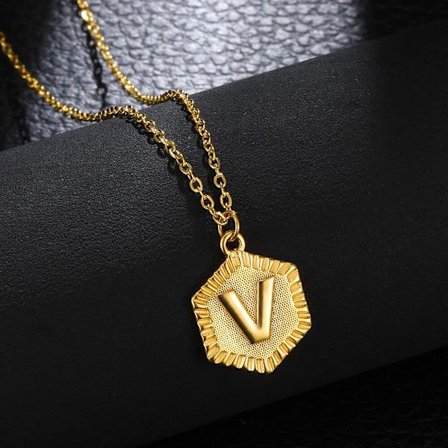 Mode A-Z Brev Choker Halsband i rostfritt stål