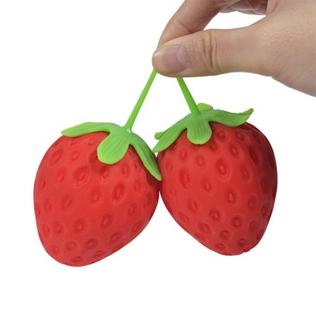Simulering Strawberry Vent Ball Dekompression Fruktbollsfyllning Mjöl Nypa Musik Dekompression Tofu Ball Barnens Vent Toy