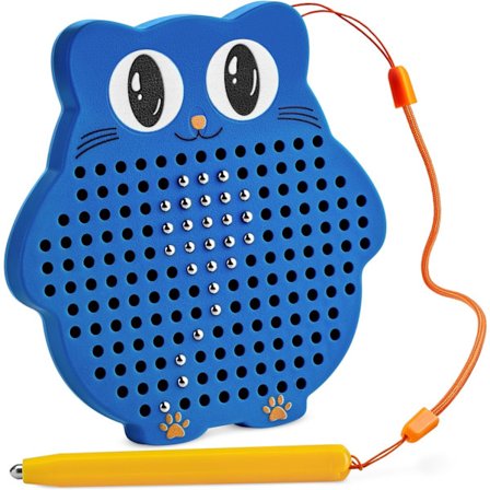 Magnetisk tegnebrett for barn og småbarn med perler og magnetpenn - Reisespill for fly- og bilturer, blå