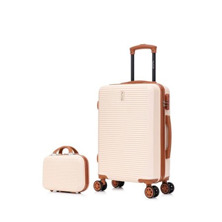 CELIMS FRANCE - Kabine Kuffert 55x35x25 Easyjet med Weekend Vanity | Kabine Kuffert 55 cm | ABS Kuffert | Creme