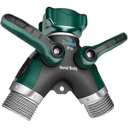 Slangesplitter, 2-veis kraftig, hagekran, kransplitter, slange y-splitter, hageslange y-splitter, slangebibsplitter, helt i metall (FMY)