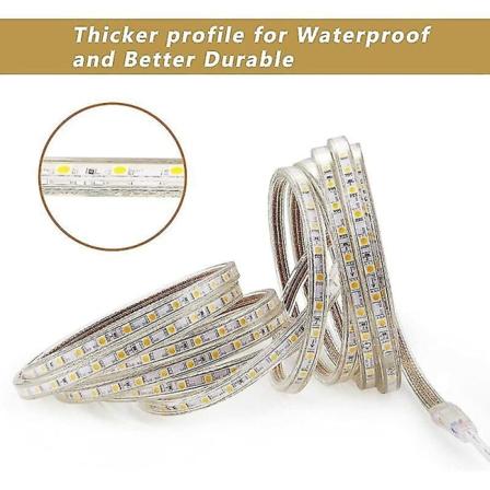 3m LED-nauha, Erittäin Kirkas 220v LED-nauha Kytkimellä, 5050 Ip65 Vedenkestävä, Lämmin Valkoinen