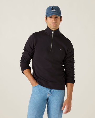 Lexington Bio-baumwoll-halbzip-sweatshirt, schwarz