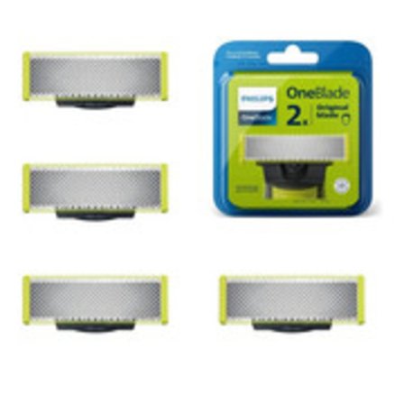 Philips OneBlade Udskiftningsblade 4-pak, Kompatibel med alle OneBlade-håndtag QP220/50, Langtidsholdbare skarpe trimmerhoveder
