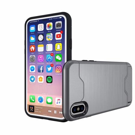 Iphone Xs Max - Stilrent Skyddande Skal Med Kortfack Grå