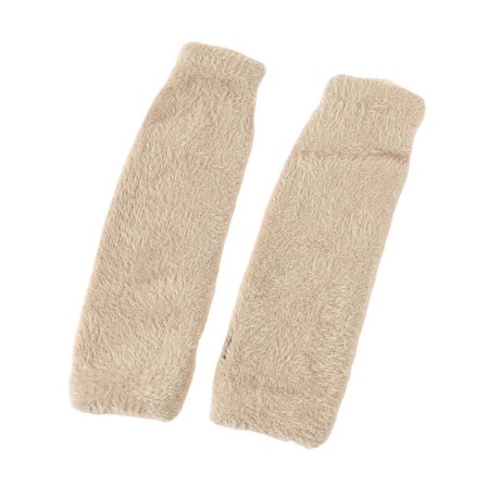 1 Par Efterår Vinter Halvfingerhandsker - Strikket Faux Pels Ensfarvet, Høj Elastisk Skridsikker Armvarmer, Vindtæt til Cykling Holder Varmen[D] Beige