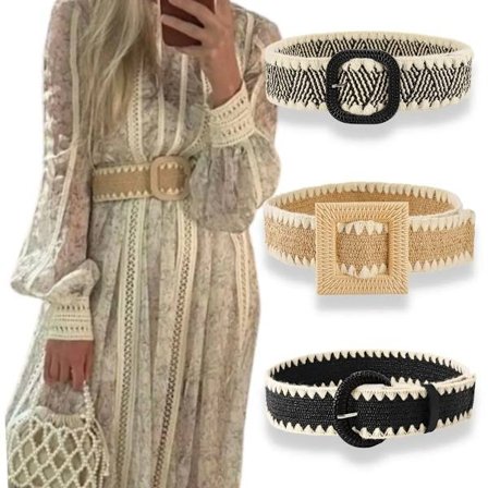 New Boho Women Spring Summer Pin Buckle Belts Fashion Female Braided Wide Belt Designer Woven Elastic PP Straw Grass Waistband