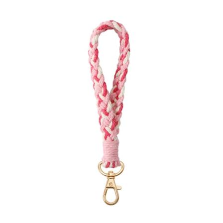 Farverig Flettet Nylon Nøglering Metal Nøglering Håndtasker Holder Makrames Nøglebånd Kort nøgle Vedhæng Pige Gave
