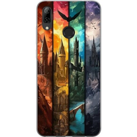 Yhteensopiva Puhelinkuori Huawei Huawei P smart 2019 Neljä taianomaista linnaa eri elementtiväreissä, eeppinen fantasiataide tulen veden ilman ja p