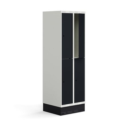 Student locker ROZ, 2 modules, 4 doors, incl. base, 1890x600x550 mm, anthracite