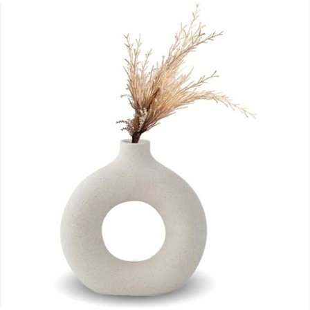 En Piece Vas, Keramisk Vas Heminredning Enkel Dekor Vit Vegetarisk Keramisk Blomkruka Dekorativ Vas (Vit)-21*5.5*22.5cm