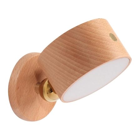 Magnetisk væglampe i træ, 360° roterbar LED væglampe USB genopladelig batteridrevet dæmpbar natlampe læselampe magnetisk skab