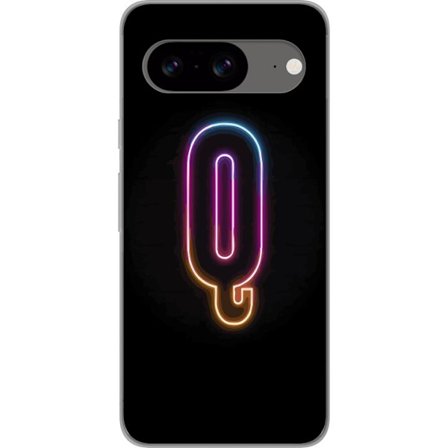 Kompatibelt Mobildeksel til Google Google Pixel 8 Minimalistisk neonbokstav Q i skinnende farger mot mørk bakgrunn