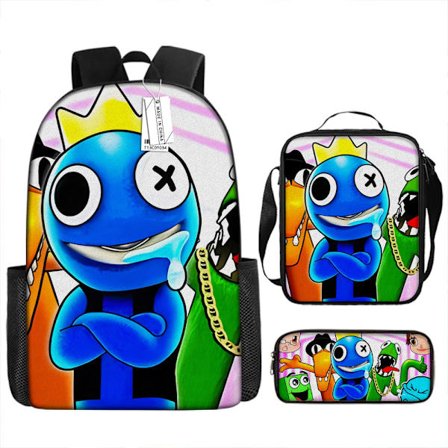 [CA] Rainbow Friends Ryggsekk Skoleveske Penal Matpose Tredelt sett