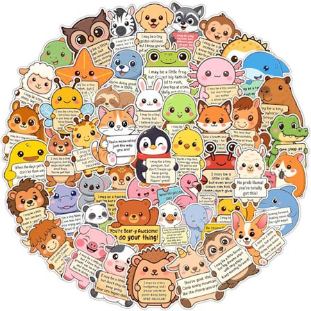 50 stk. klistermærker med følelsesmæssig støtte til dyr, bekræftelsesklistermærker til voksne eller børn, klistermærker med positive motiverende 