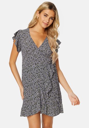 VILA Fini Wrap S/S Short Dress Sweet Lavender AOP:A Klær