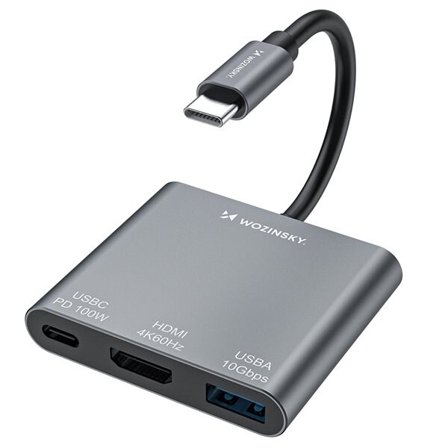 Wozinsky USB-hub USB-C til USB-C PD 100W / HDMI 4K@30Hz / USB 10Gbps