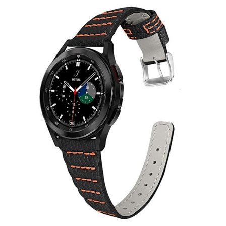 Samsung Galaxy Watch 4 Classic (46mm) / (44mm) / (40mm) klockarmband i äkta läder - Svart