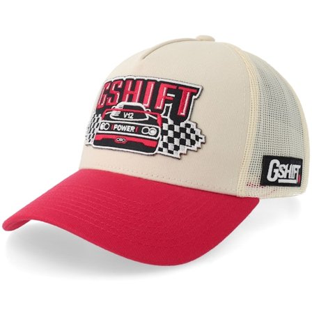 Gearshift - Grå trucker Kasket - Gshift V12 Power Car Stone/Red A-frame Trucker @ Hatstore
