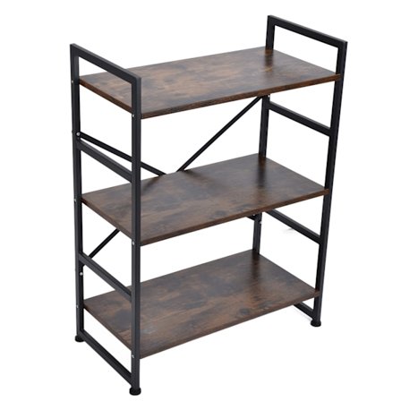 3-lags bokhylle med 4 justerbare føtter, multifunksjonell bokoppbevaringshylle for stue