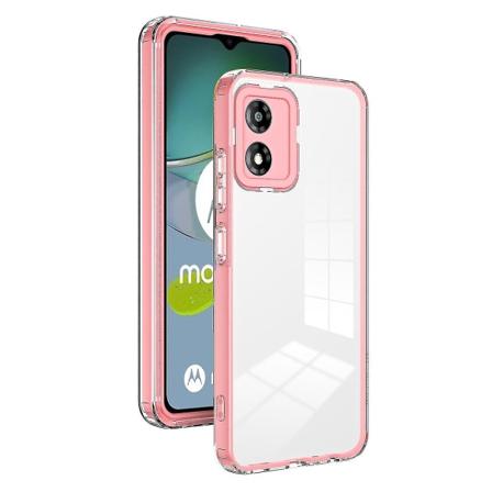 Motorola Moto E13 4G:lle 3-in-1 Läpinäkyvä Puhelimen Kotelo Kameransuojalla TPU + PC Pudotussuojattu Kotelo Pink